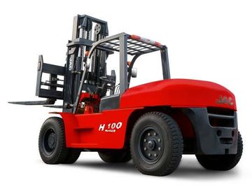 JAC 10 Tonnen-Dieselgabelstapler, große Kapazitäts-Gegengewicht-Gabelstapler, schwere Ausrüstungs-Gabelstapler-, Rote oder Orangefarbe fournisseur